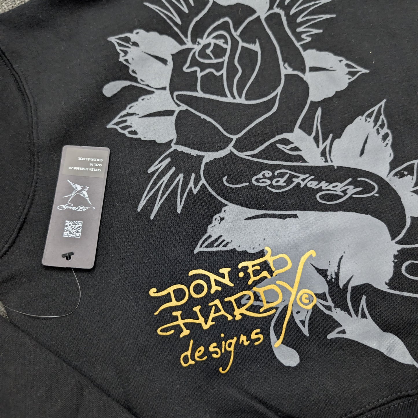 ED HARDY "Swallow birds" BLACK BELL BOTTOM SET