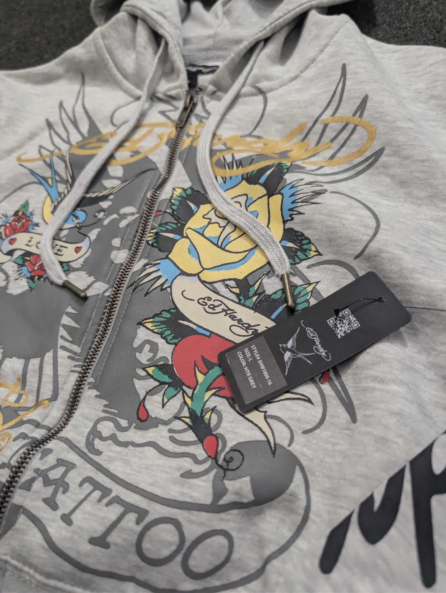 ED HARDY "Love bird" HEATHER GREY FLARED PANT MATCHING SET