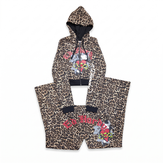 ED HARDY “Sacred Heart” LEOPARD FLARED MATCHING SET