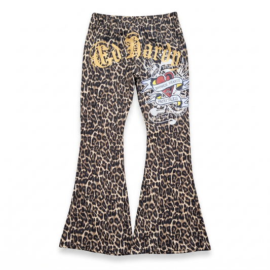 ED HARDY "broken hearts" LEOPARD BOOTCUT PANTS